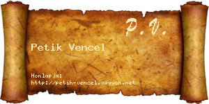 Petik Vencel névjegykártya